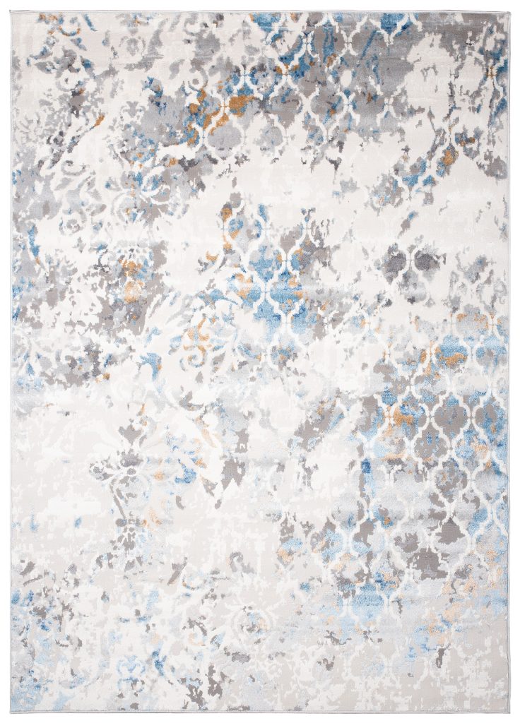 Teppich Valley Grau Blau Vintage Gitter