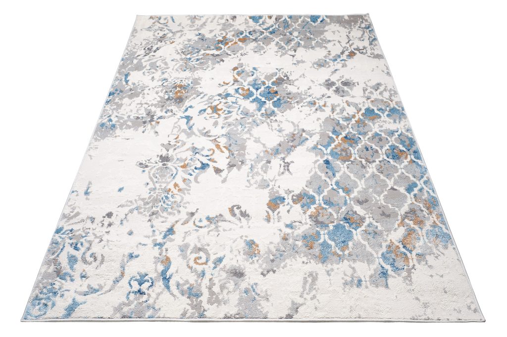 Teppich Valley Grau Blau Vintage Gitter