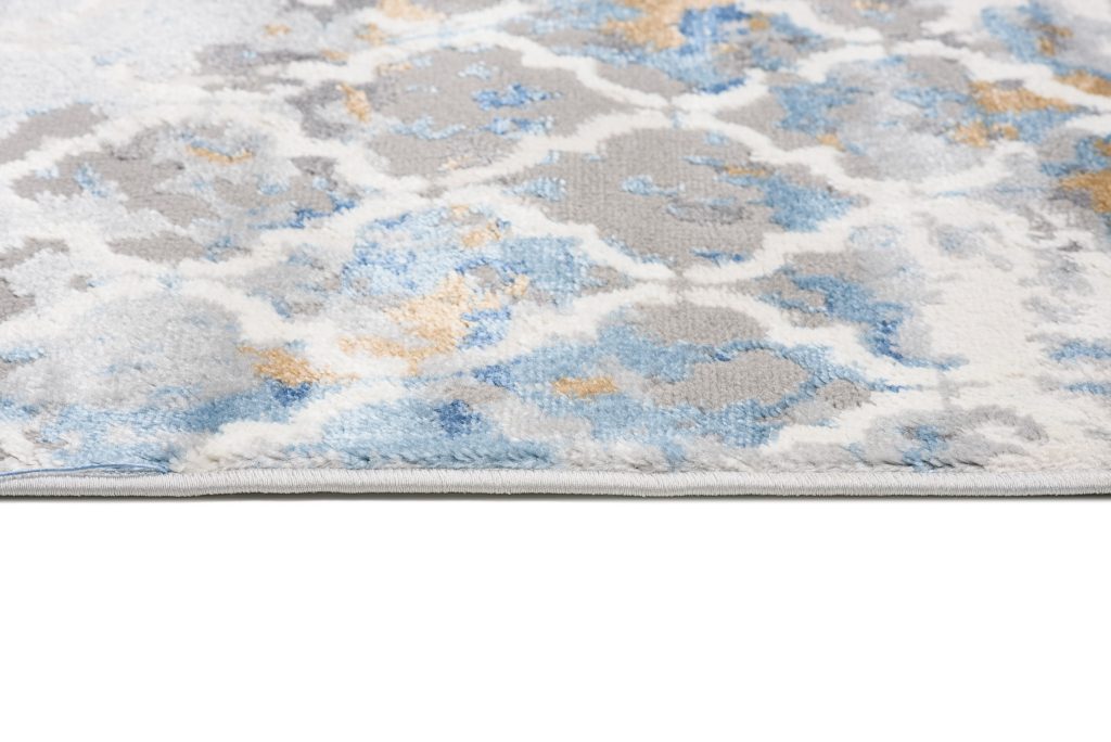 Teppich Valley Grau Blau Vintage Gitter