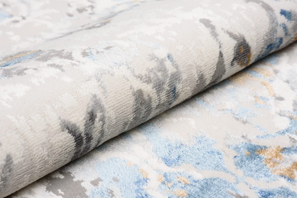 Teppich Valley Grau Blau Vintage Gitter