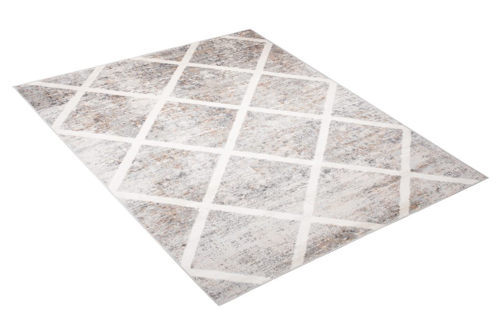 Teppich Valley Grau Kupferfarbe Geometrisch Gitter