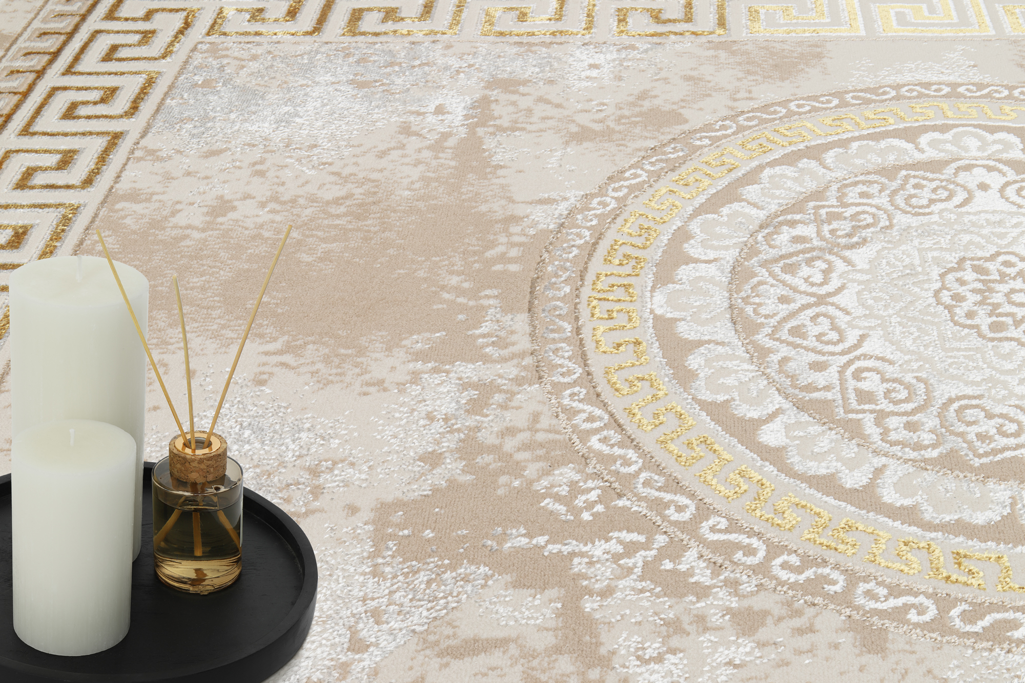 Teppich Ares Gold Beige Medallion Ornamente