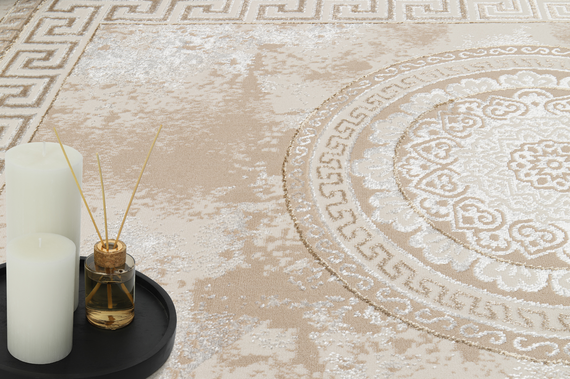 Teppich Ares Gold Braun Ornamente Medallion