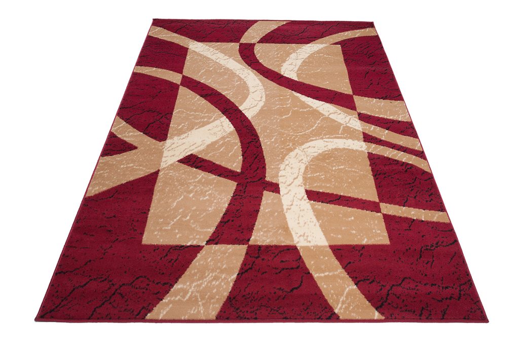 Teppich Dream Rot Creme Rahmen Linien