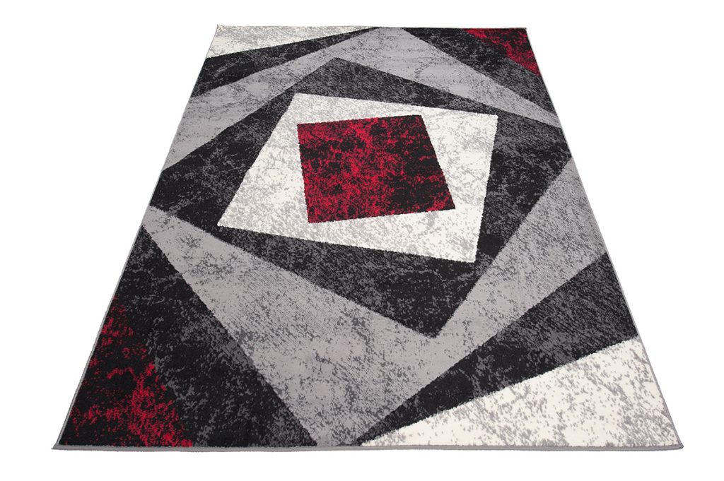 Teppich Dream Geometrisch Grau Rot Quadrate