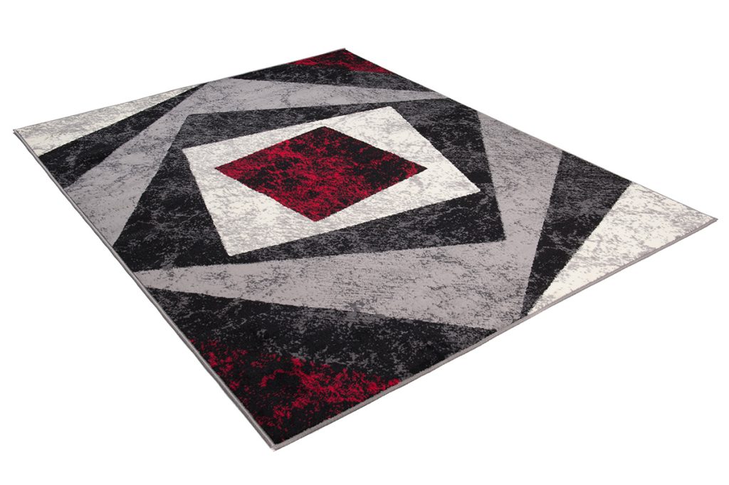 Teppich Dream Geometrisch Grau Rot Quadrate