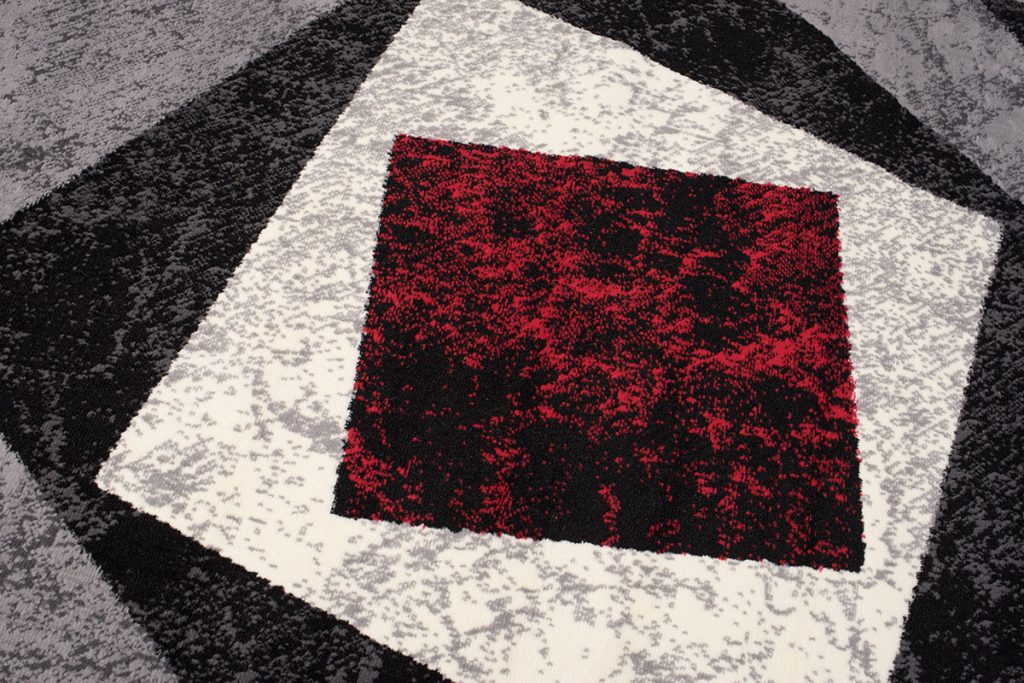 Teppich Dream Geometrisch Grau Rot Quadrate