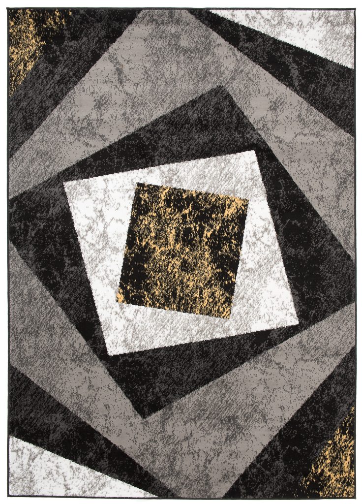Teppich Dream Geometrisch Grau Gelb Quadrate