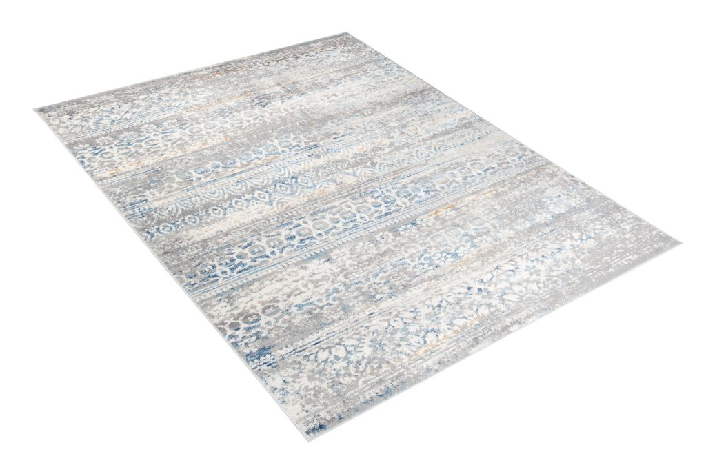 Teppich Valley Grau Blau Blumen Vintage
