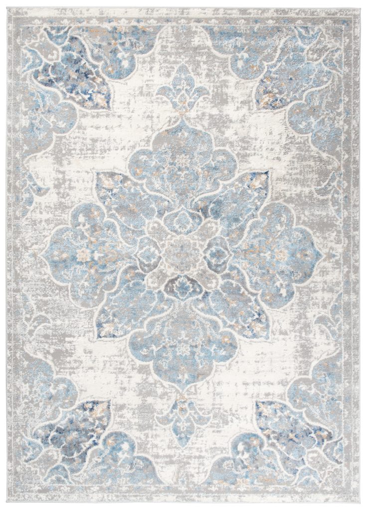 Teppich Valley Grau Blau Vintage Blumen