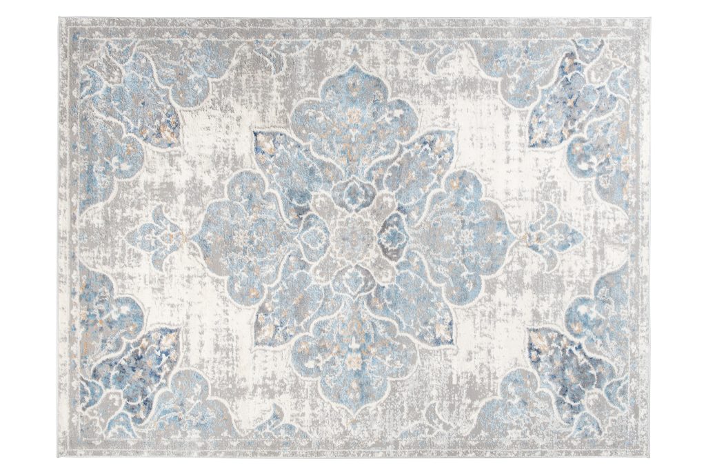 Teppich Valley Grau Blau Vintage Blumen