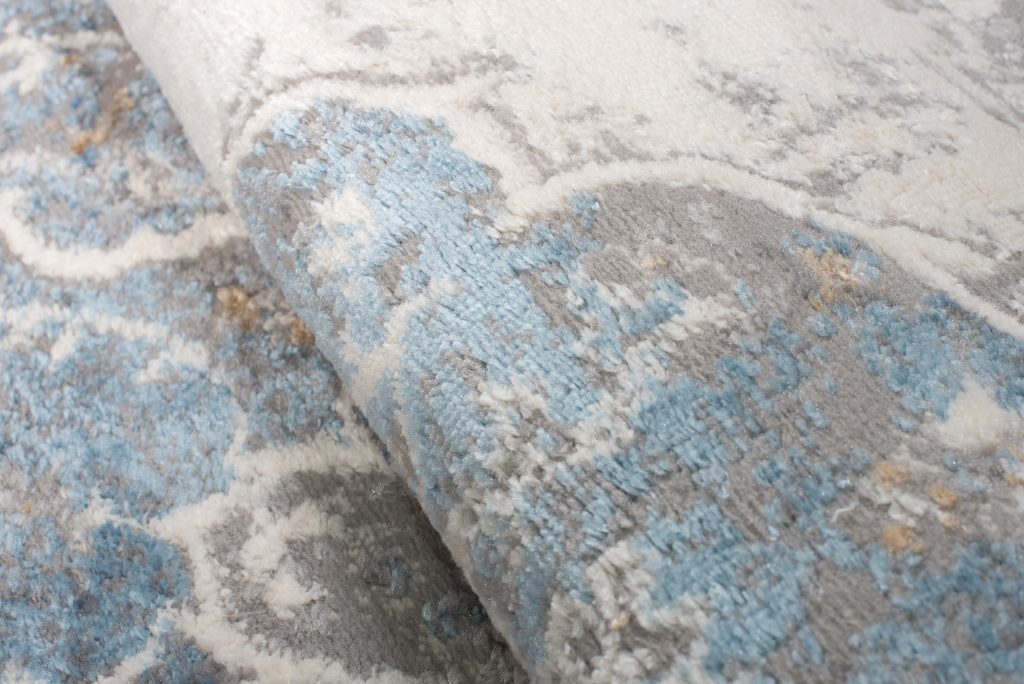 Teppich Valley Grau Blau Vintage Blumen