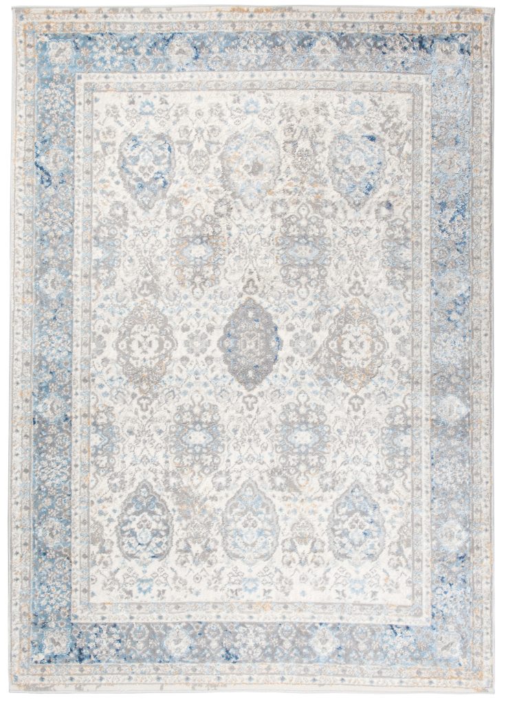 Teppich Valley Grau Blau Vintage Rahmen