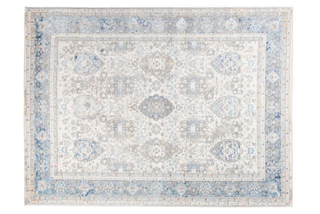 Teppich Valley Grau Blau Vintage Rahmen