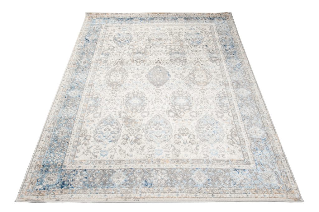 Teppich Valley Grau Blau Vintage Rahmen