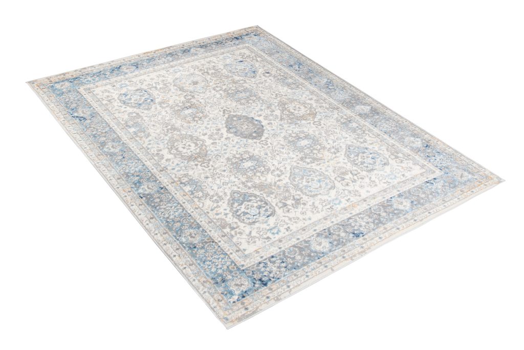 Teppich Valley Grau Blau Vintage Rahmen