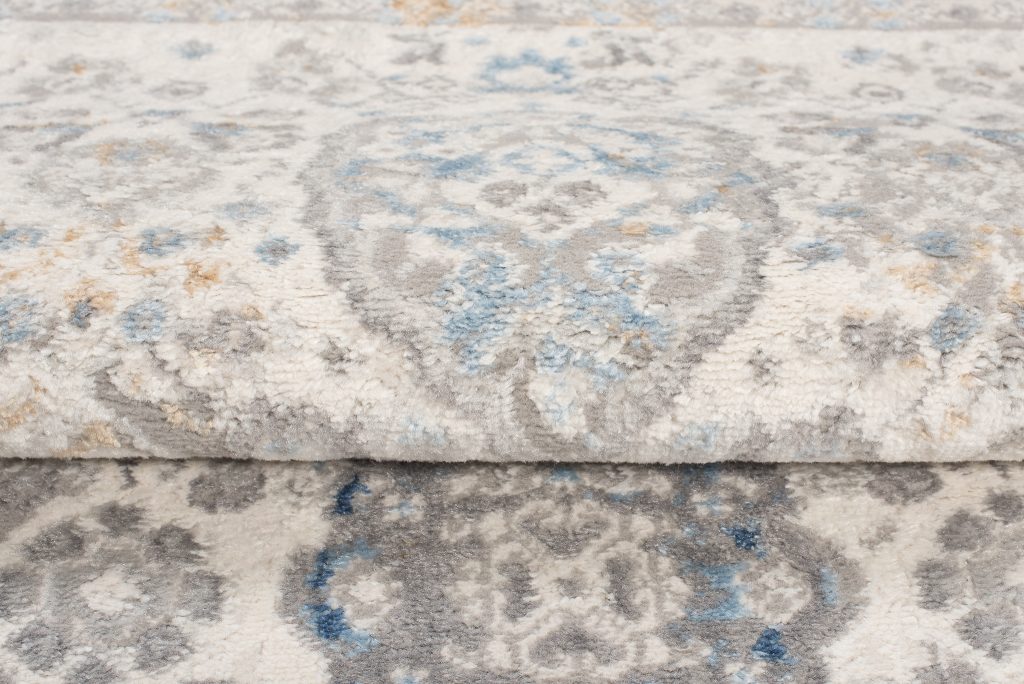 Teppich Valley Grau Blau Vintage Rahmen