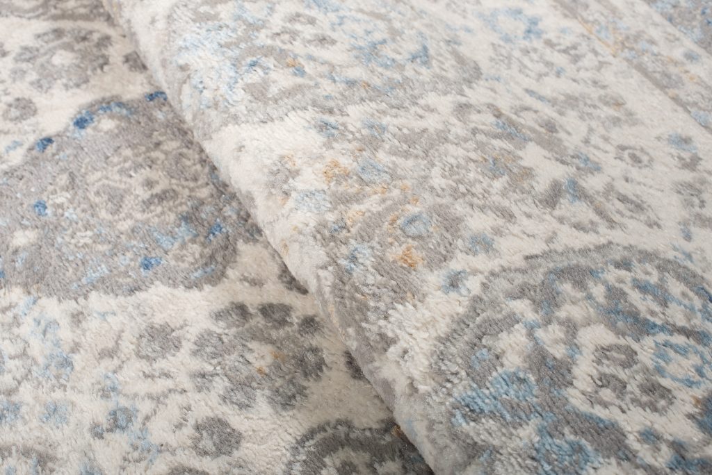Teppich Valley Grau Blau Vintage Rahmen