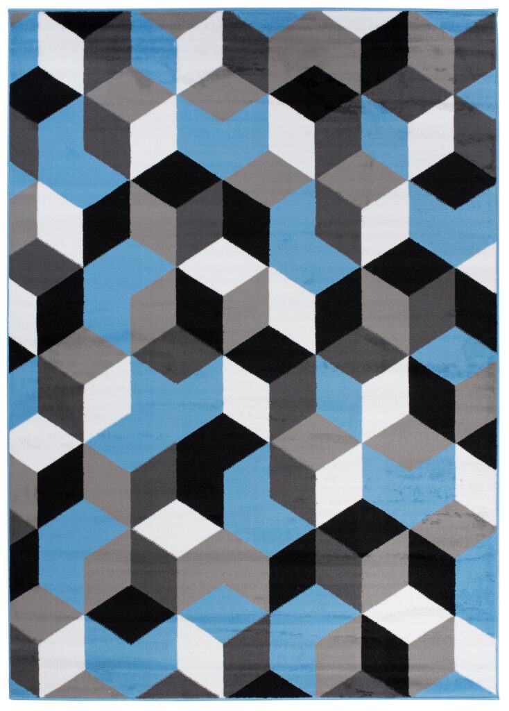 Teppich Maya Grau Blau Sechsecke