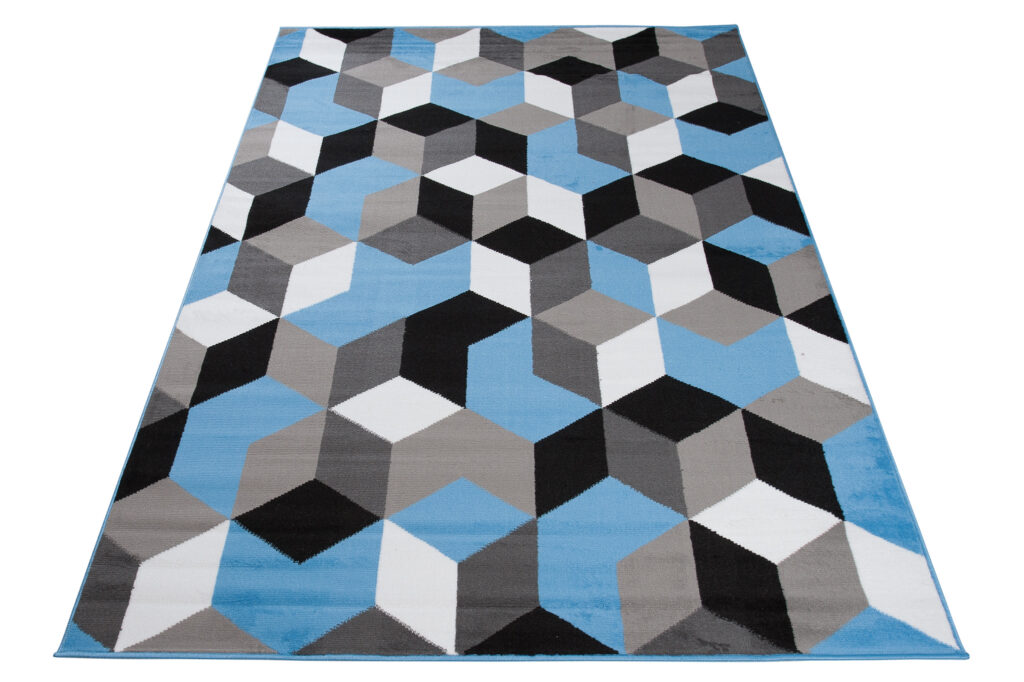 Teppich Maya Grau Blau Sechsecke