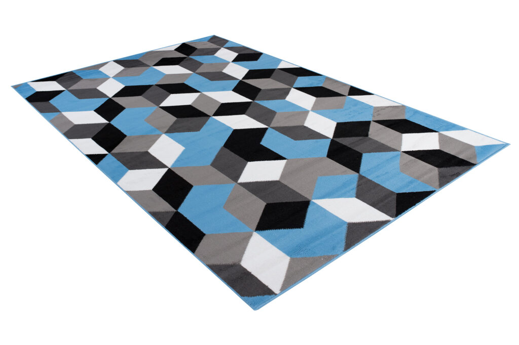 Teppich Maya Grau Blau Sechsecke