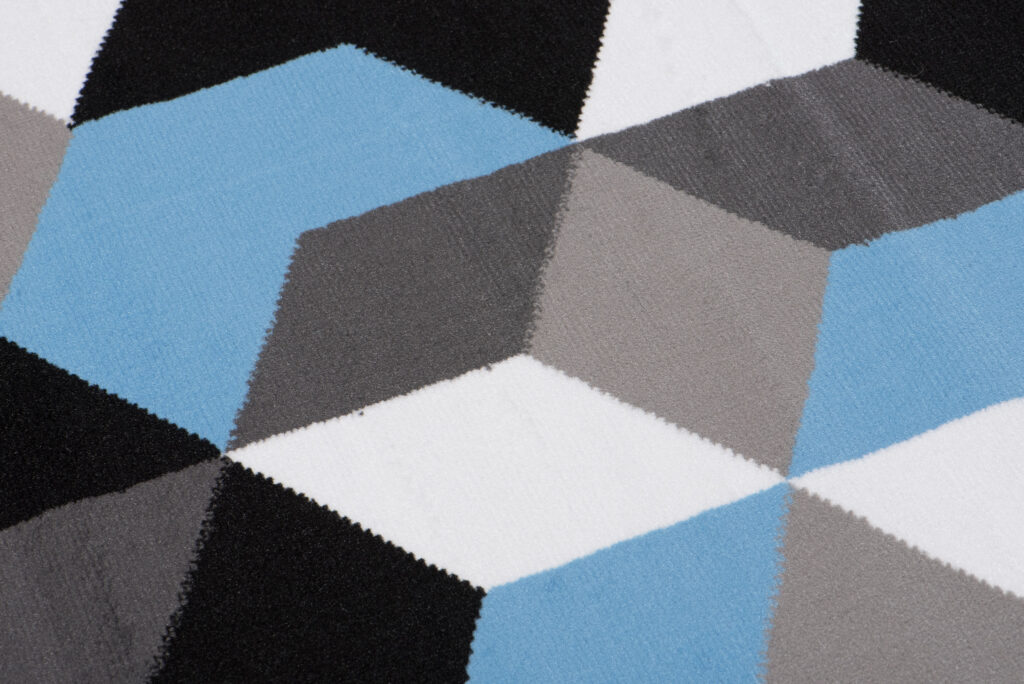 Teppich Maya Grau Blau Sechsecke