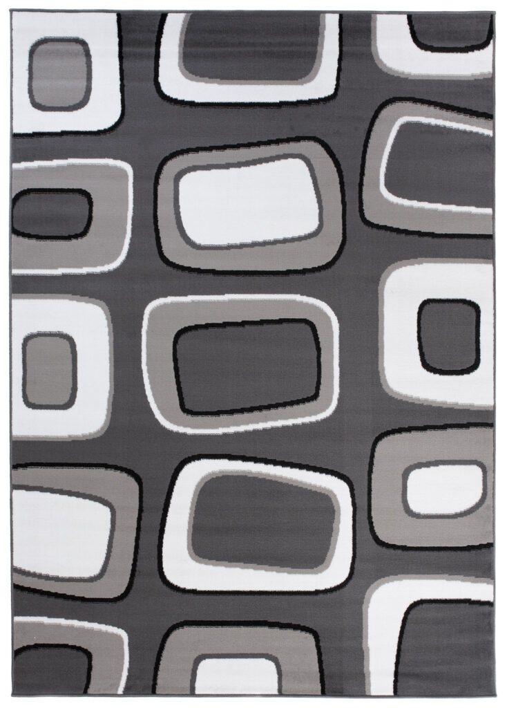 Teppich Maya Grau Weiß Geometrisch
