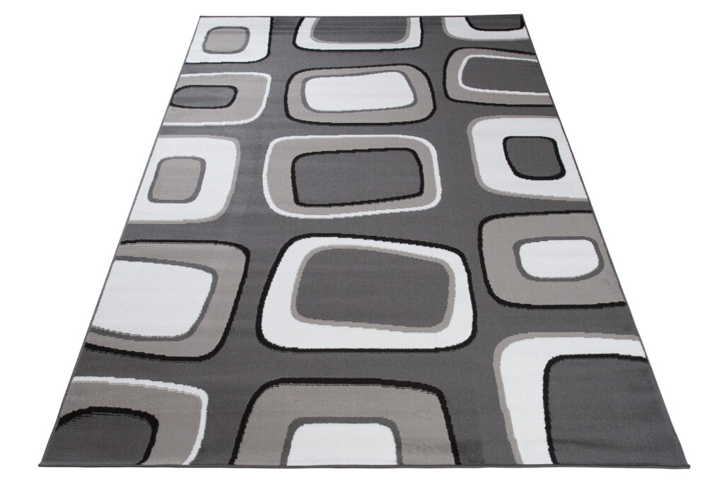 Teppich Maya Grau Weiß Geometrisch