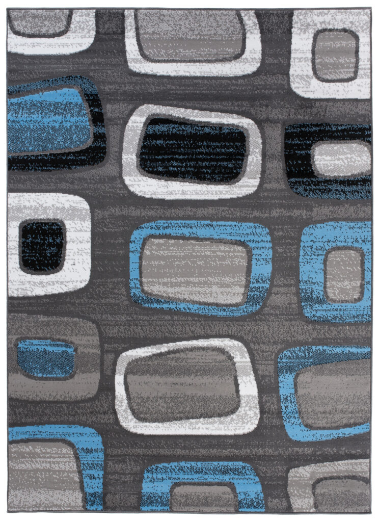 Teppich Maya Blau Grau Geometrisch