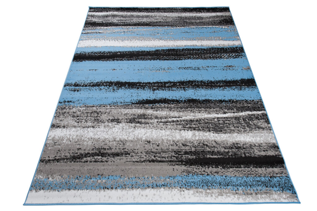 Teppich Maya Grau Blau Streifen