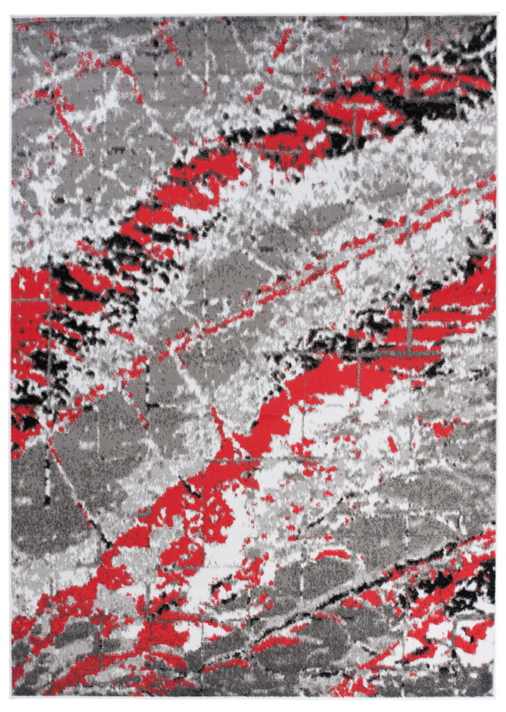 Teppich Maya Grau Rot Modern