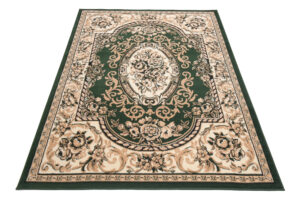 Teppich Atlas Grün Creme Traditionell Ornamente