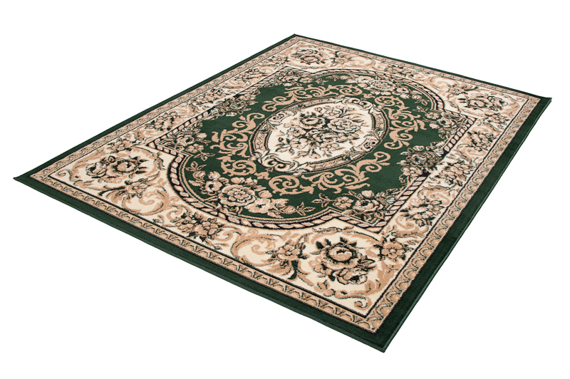 Teppich Atlas Grün Creme Traditionell Ornamente