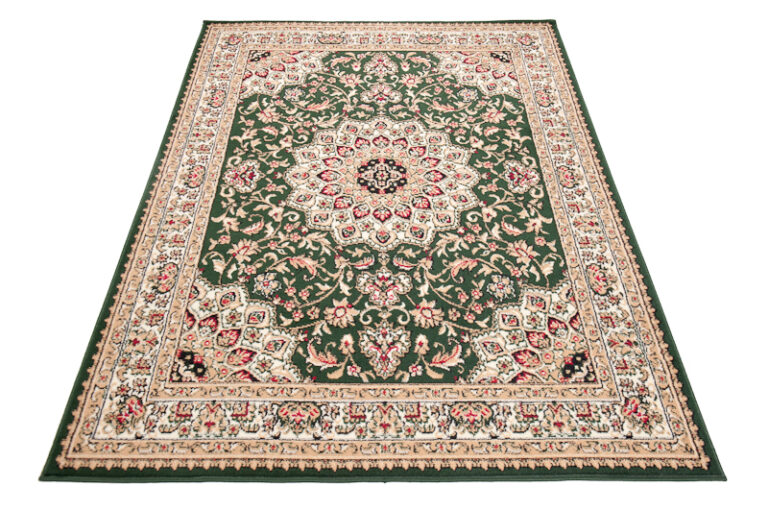 Teppich Atlas Grün Traditionell Rosette Rahmen