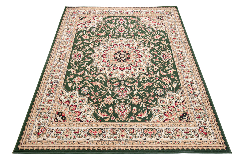 Teppich Atlas Grün Traditionell Rosette Rahmen