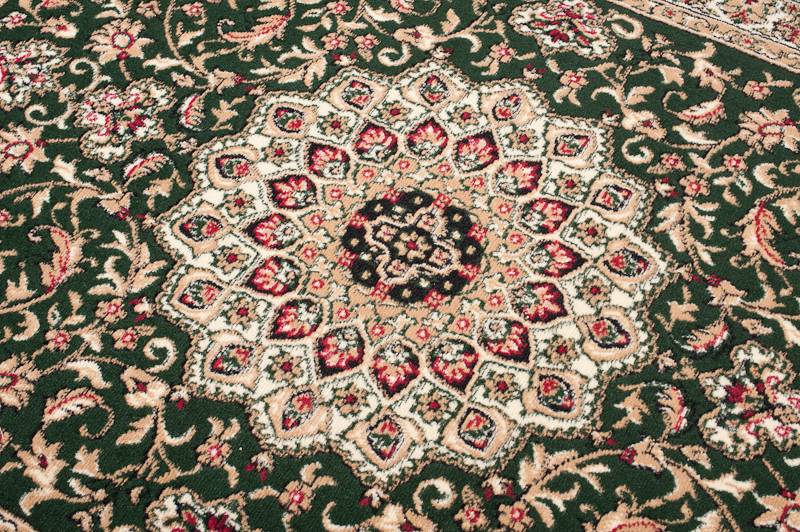 Teppich Atlas Grün Traditionell Rosette Rahmen