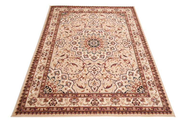 Teppich Atlas Beige Traditionell Rosette Rahmen