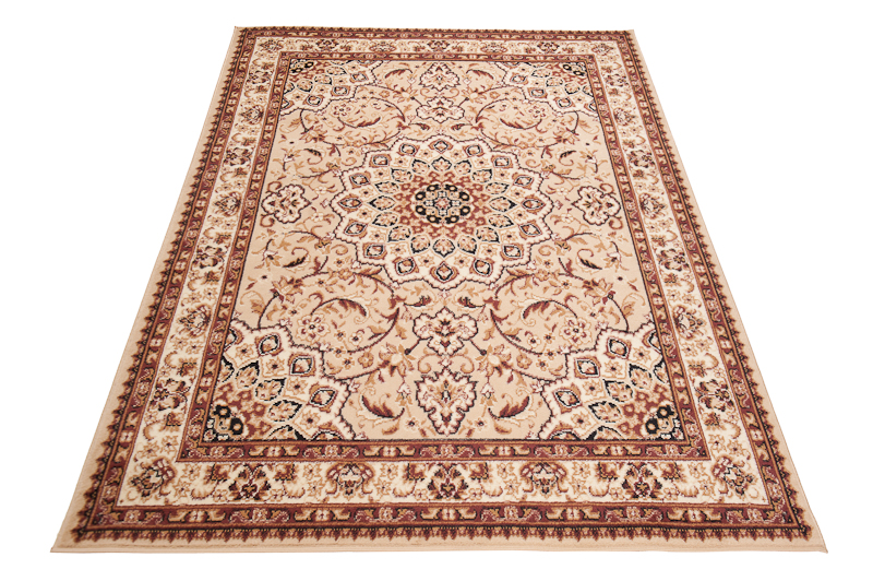 Teppich Atlas Beige Traditionell Rosette Rahmen