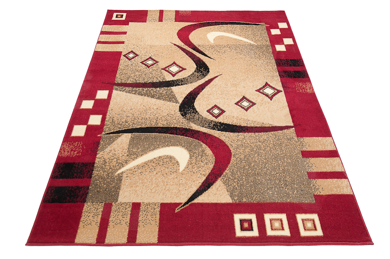 Teppich Atlas Beige Rot Geometrisch Abstrakt