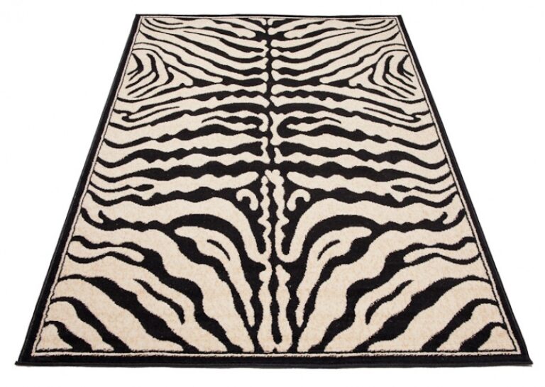 Teppich Atlas Schwarz Creme Tier Print Zebra