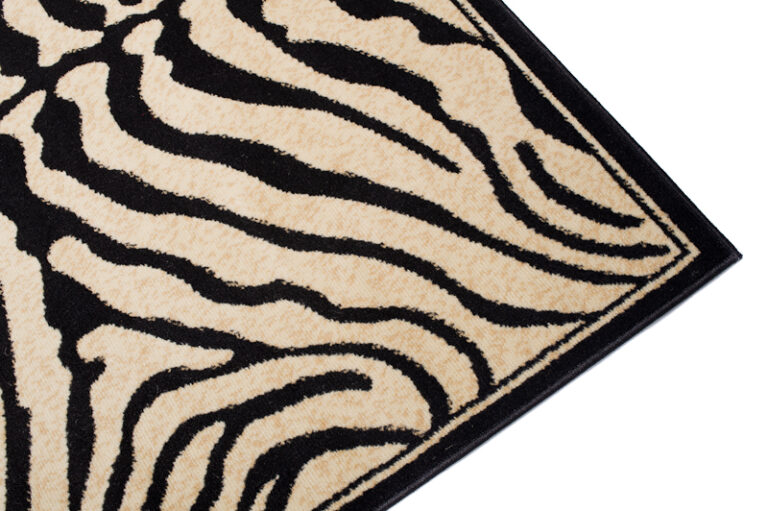 Teppich Atlas Schwarz Creme Tier Print Zebra