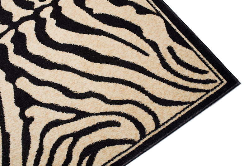 Teppich Atlas Schwarz Creme Tier Print Zebra