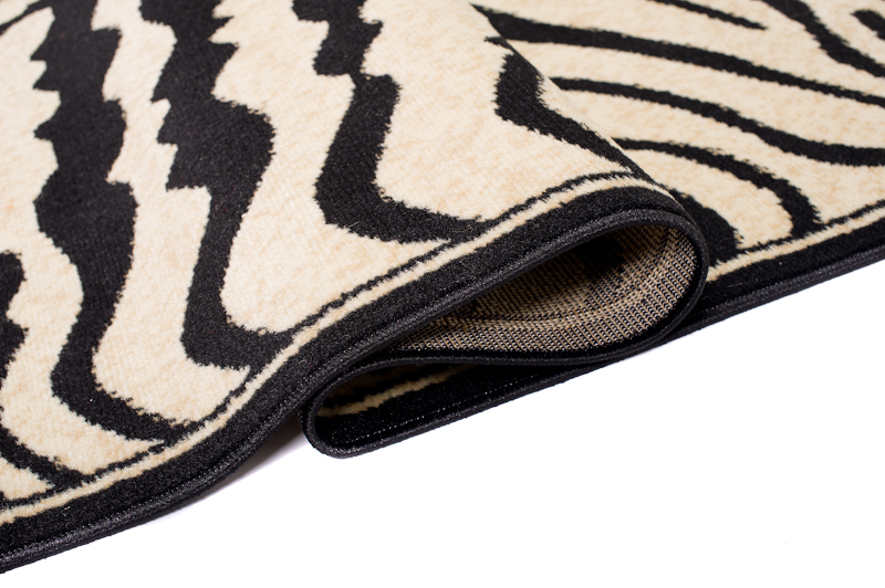 Teppich Atlas Schwarz Creme Tier Print Zebra