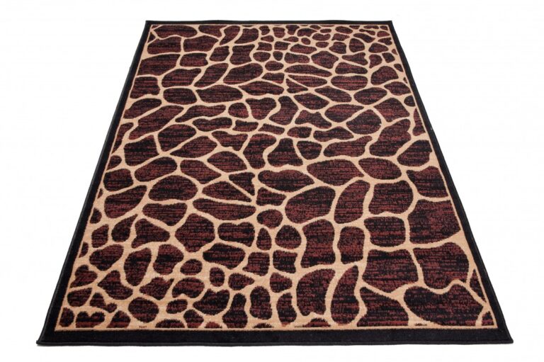 Teppich Atlas Braun Beige Tier Print Giraffe