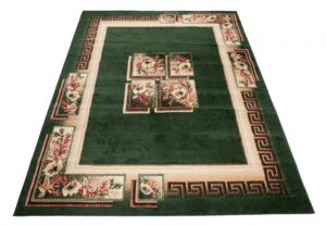 Teppich Atlas Grün Beige Klassisch Rahmen