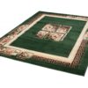 Teppich Atlas Grün Beige Klassisch Rahmen