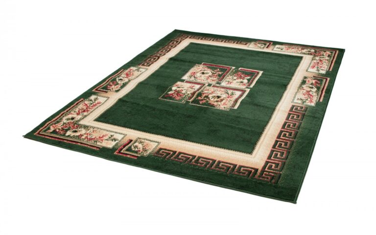 Teppich Atlas Grün Beige Klassisch Rahmen