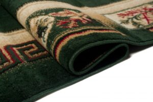 Teppich Atlas Grün Beige Klassisch Rahmen