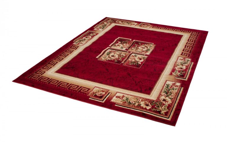 Teppich Atlas Rot Beige Klassisch Rahmen