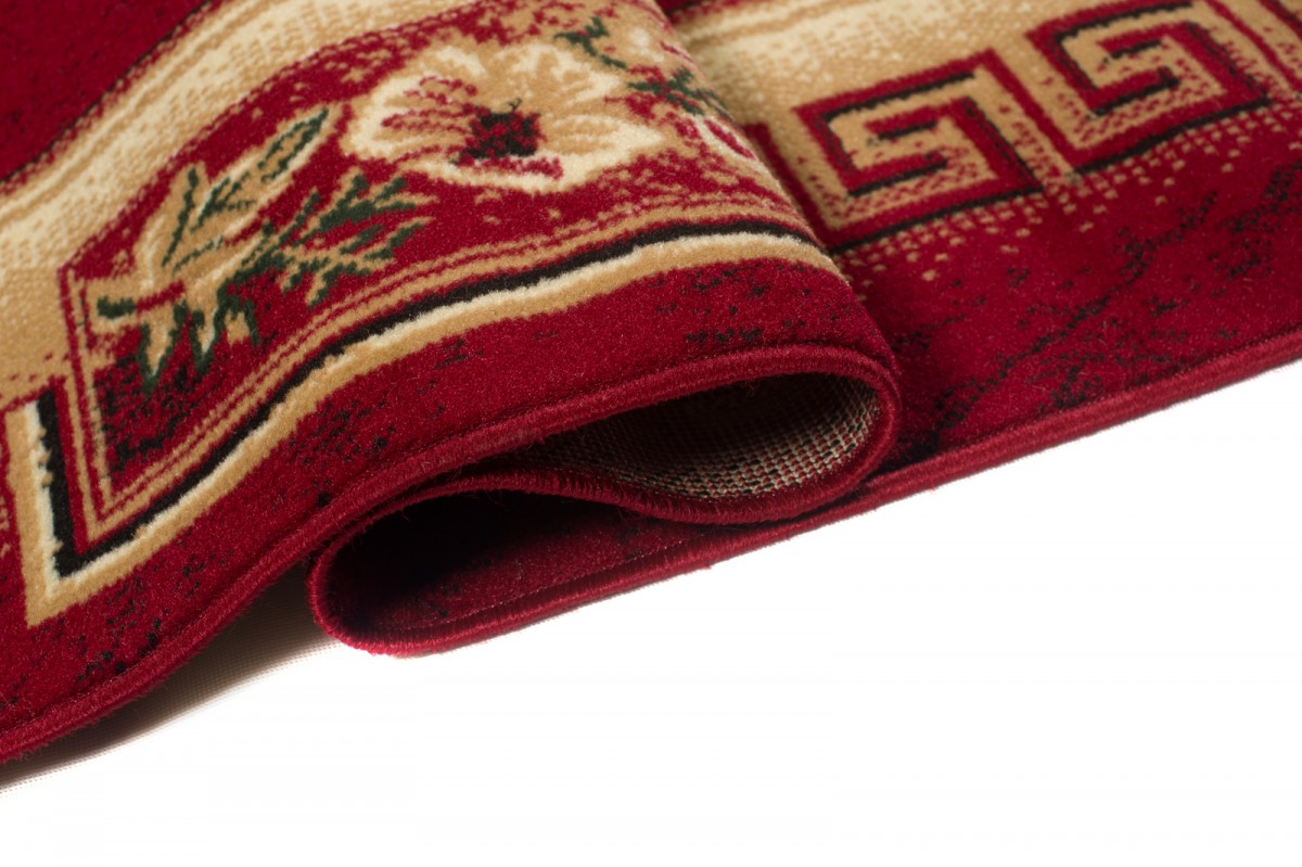 Teppich Atlas Rot Beige Klassisch Rahmen